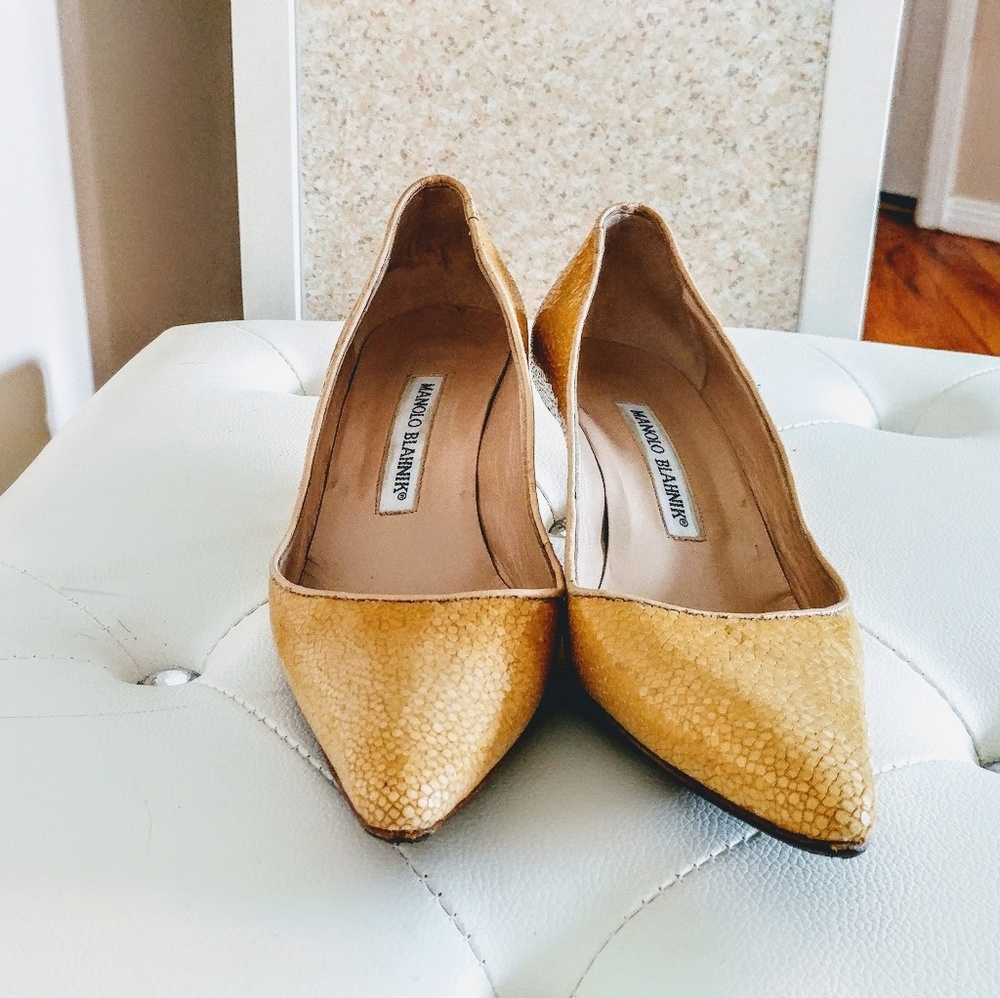 Manolo Blahnik gold mesh snake skin shimmer 👡 - Picture 7 of 8